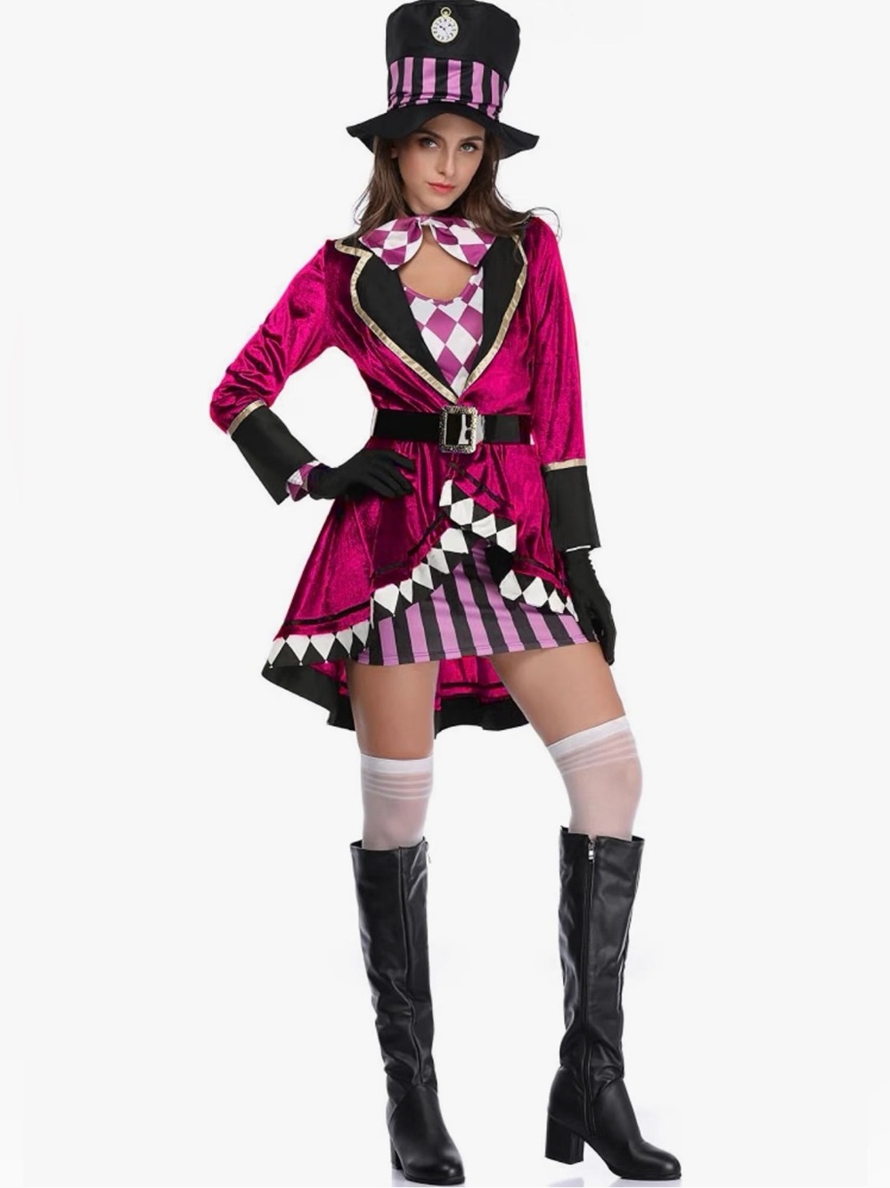 New Women’s Mad Hatter 7-piece Fuchsia Halloween Costume
